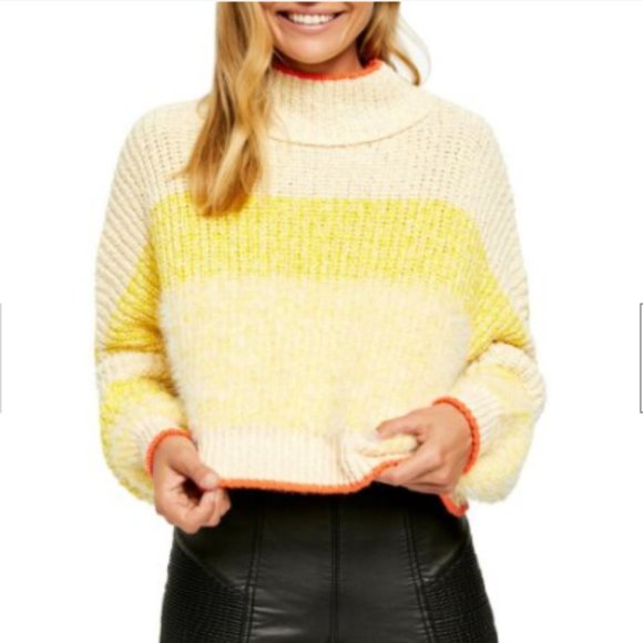 Free People Sweaters - Free People Sunbrite Mock Neck Crop Sweater Sunbrite Combo L